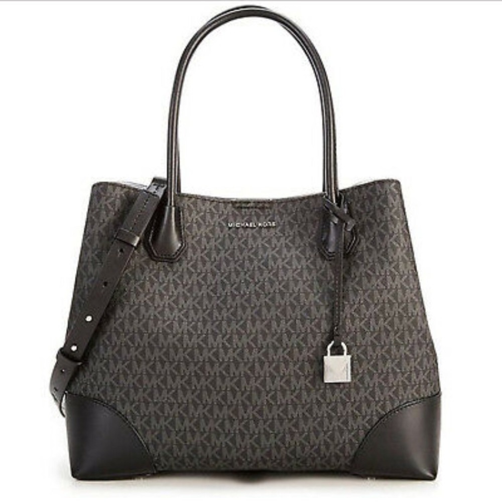 Michael Kors Mercer Gallery Snap Large Black Leather Tote